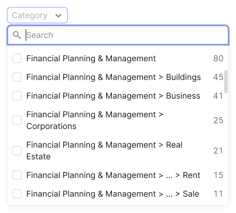 dropdown with counters