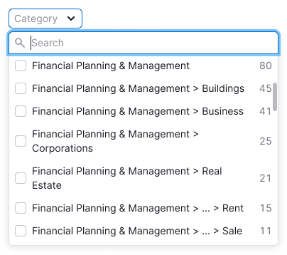 dropdown with counters