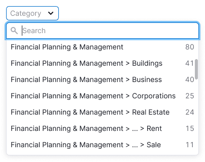 dropdown with counters