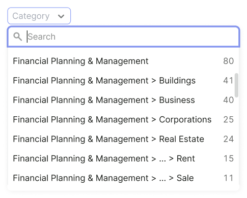 dropdown with counters