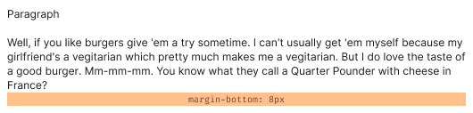 Paragraph with 12px text has 8px margin-bottom.