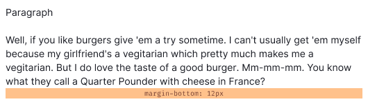 Paragraph with 14px text has 12px margin-bottom.