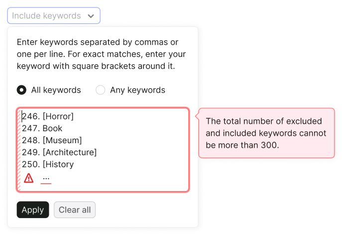 filter validation