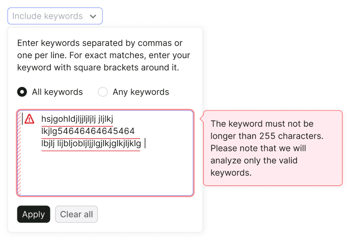 filter validation